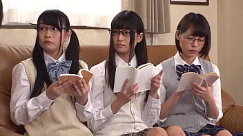 Three intellectuals with literary glasses indulge in sexual desire as they witness a male genitalia that only exists in books. Witness their arousal and creampie!